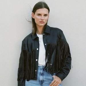 FAUX LEATHER FRINGED JACKET